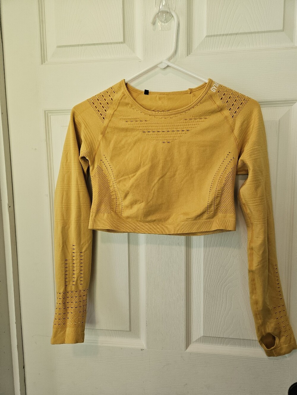 Gymshark Mustard Yellow Long-Sleeve Cropped Seamless Top